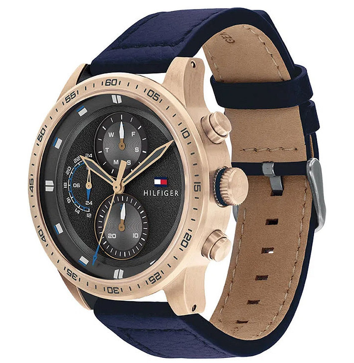  Shop Authentic Tommy Hilfiger Trent Chronograph Grey Dial Black Leather Strap Watch For Men - 1791808 - Luxxuri