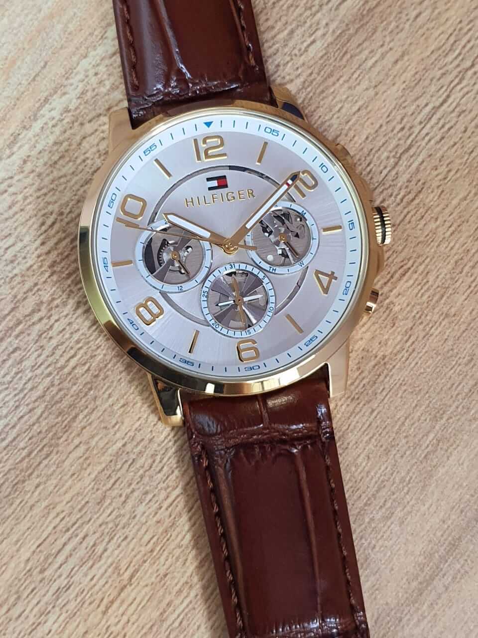 Shop Authentic Tommy Hilfiger Keagan Quartz Silver Dial Brown Leather Strap Watch for Men - 1791291 - Luxxuri