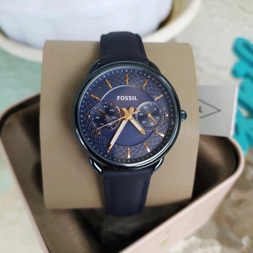  Shop Authentic Fossil Tailor Blue Dial Blue Leather Strap Watch for Women - ES4092 - Luxxuri