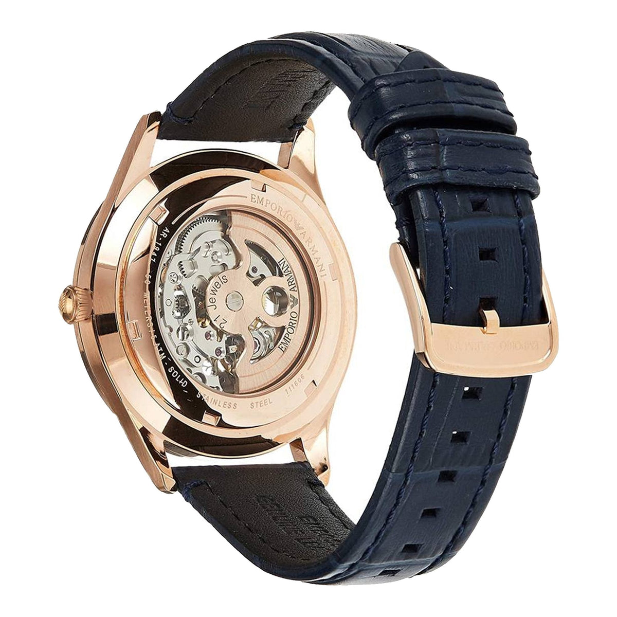 Shop Authentic Emporio Armani Meccanico Automatic White Dial Blue Leather Strap Watch For Men - AR1947 - Luxxuri