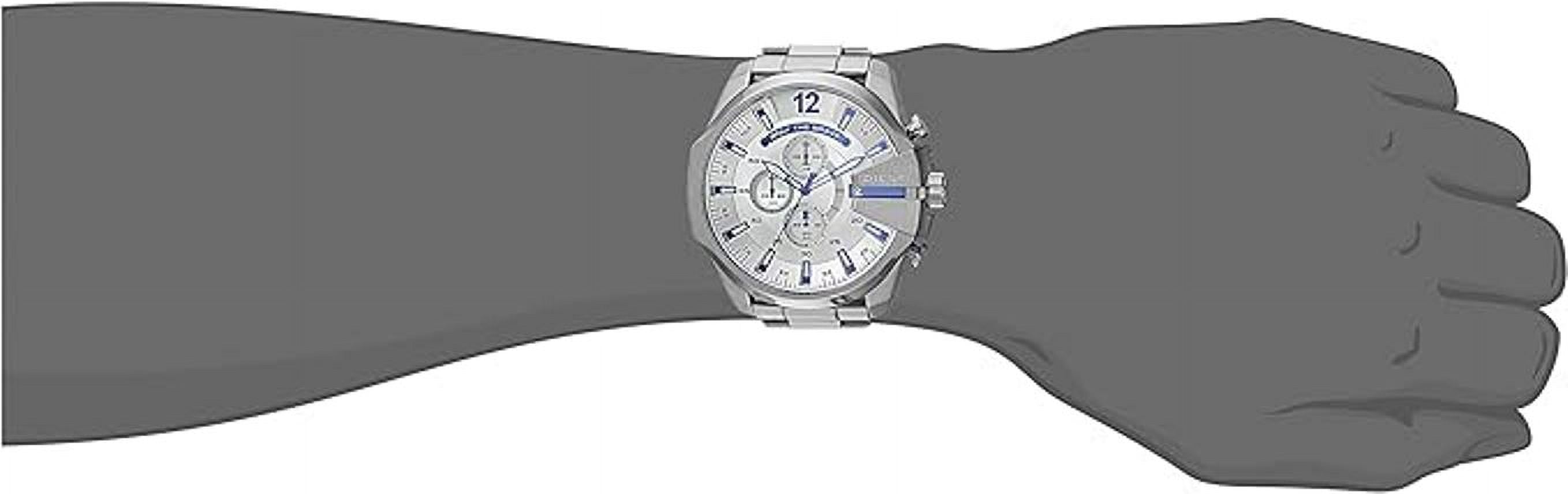  Shop Authentic Diesel Mega Chief Chronograph Silver Dial Silver Steel Strap Watch For Men - DZ4477 - Luxxuri