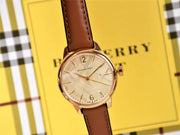  Shop Authentic Burberry The Classic Champagne Gold Dial Brown Leather Strap Watch for Women - BU10101 - Luxxuri