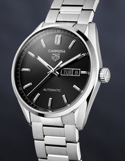  Shop Authentic Tag Heuer Carrera Day Date Automatic Black Dial Silver Steel Strap Watch for Men - WBN2010.BA0640 - Luxxuri