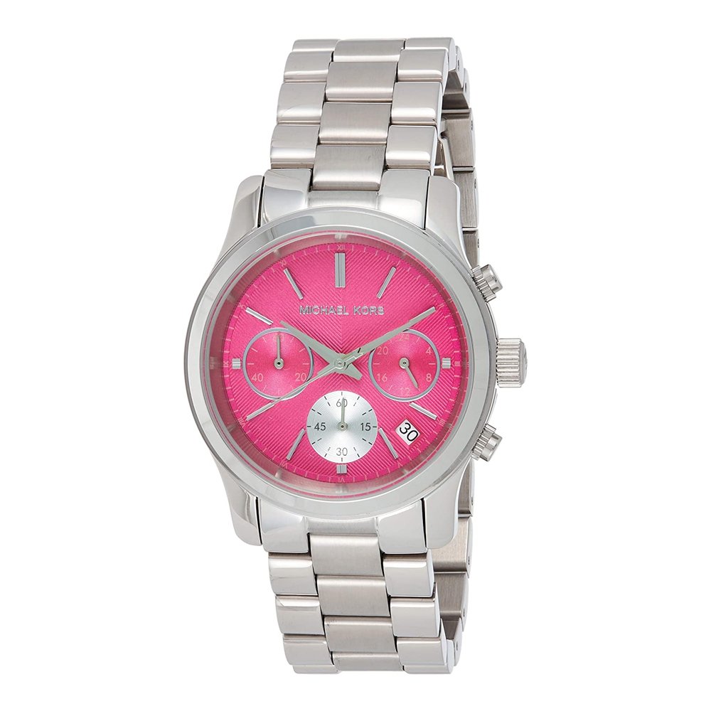  Shop Authentic Michael Kors Runway Chronograph Pink Dial Silver Steel Strap Watch for Women - MK6160 - Luxxuri