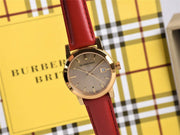  Shop Authentic Burberry The City Gold Dial Red Leather Strap Watch for Women - BU9140 - Luxxuri