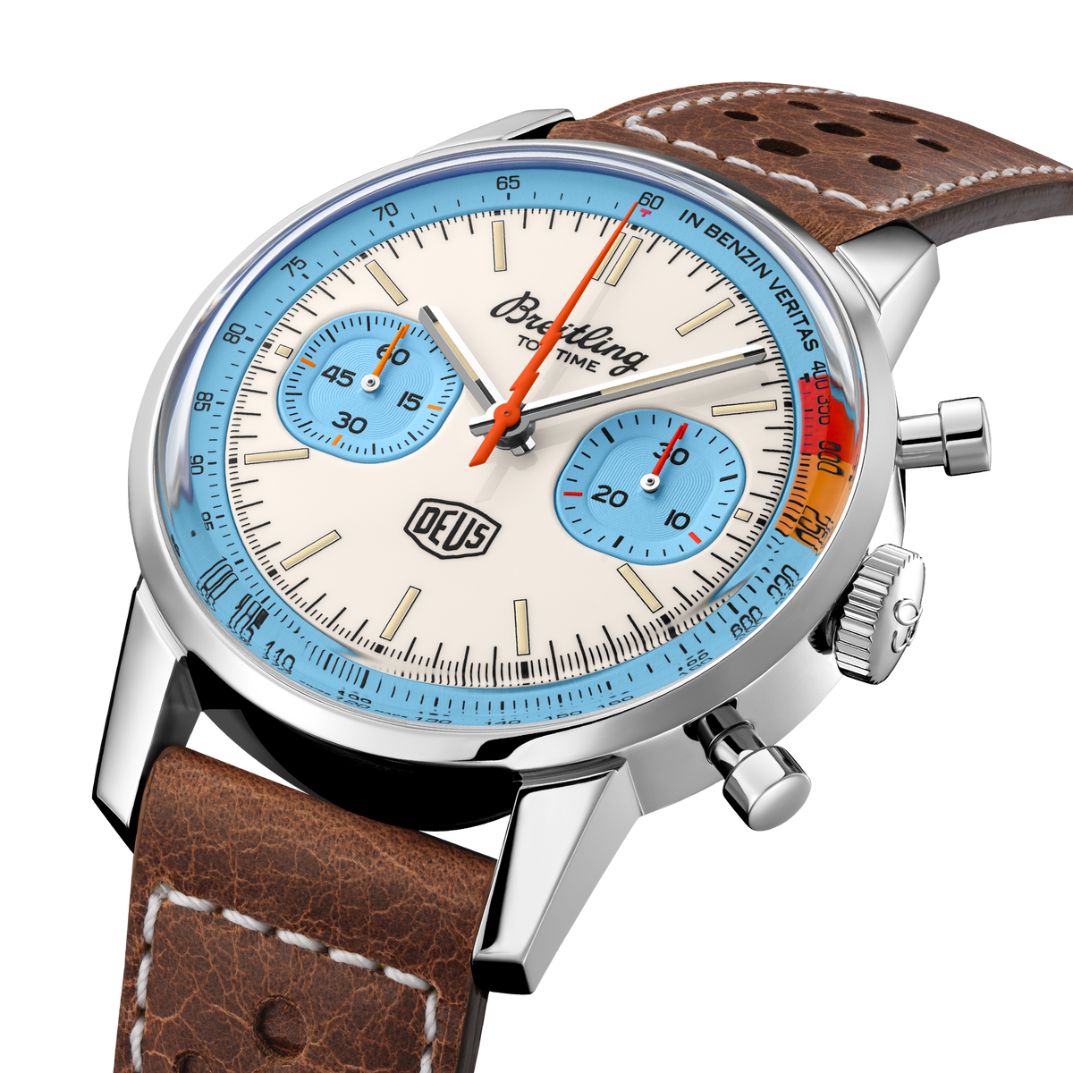  Shop Authentic Breitling Top Time Deus Limited Edition White Dial Brown Leather Strap Watch for Men - A233112A1A1X1 - Luxxuri