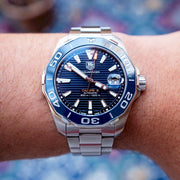  Shop Authentic Tag Heuer Aquaracer Calibre 5 Blue Dial Silver Steel Strap Watch for Men - WAY211C.BA0928 - Luxxuri