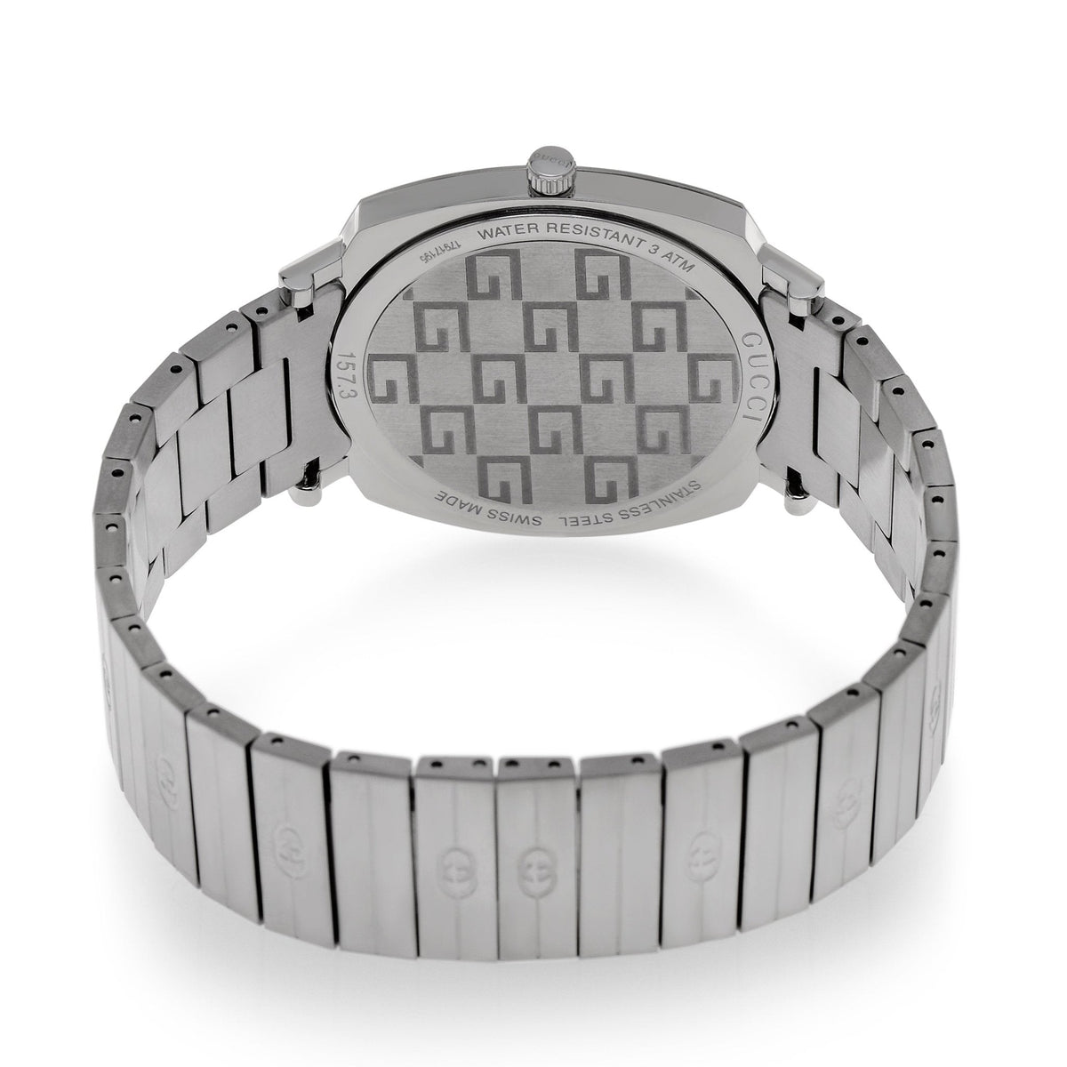  Shop Authentic Gucci Grip Quartz Silver Dial Silver Steel Strap Watch For Women - YA157401 - Luxxuri