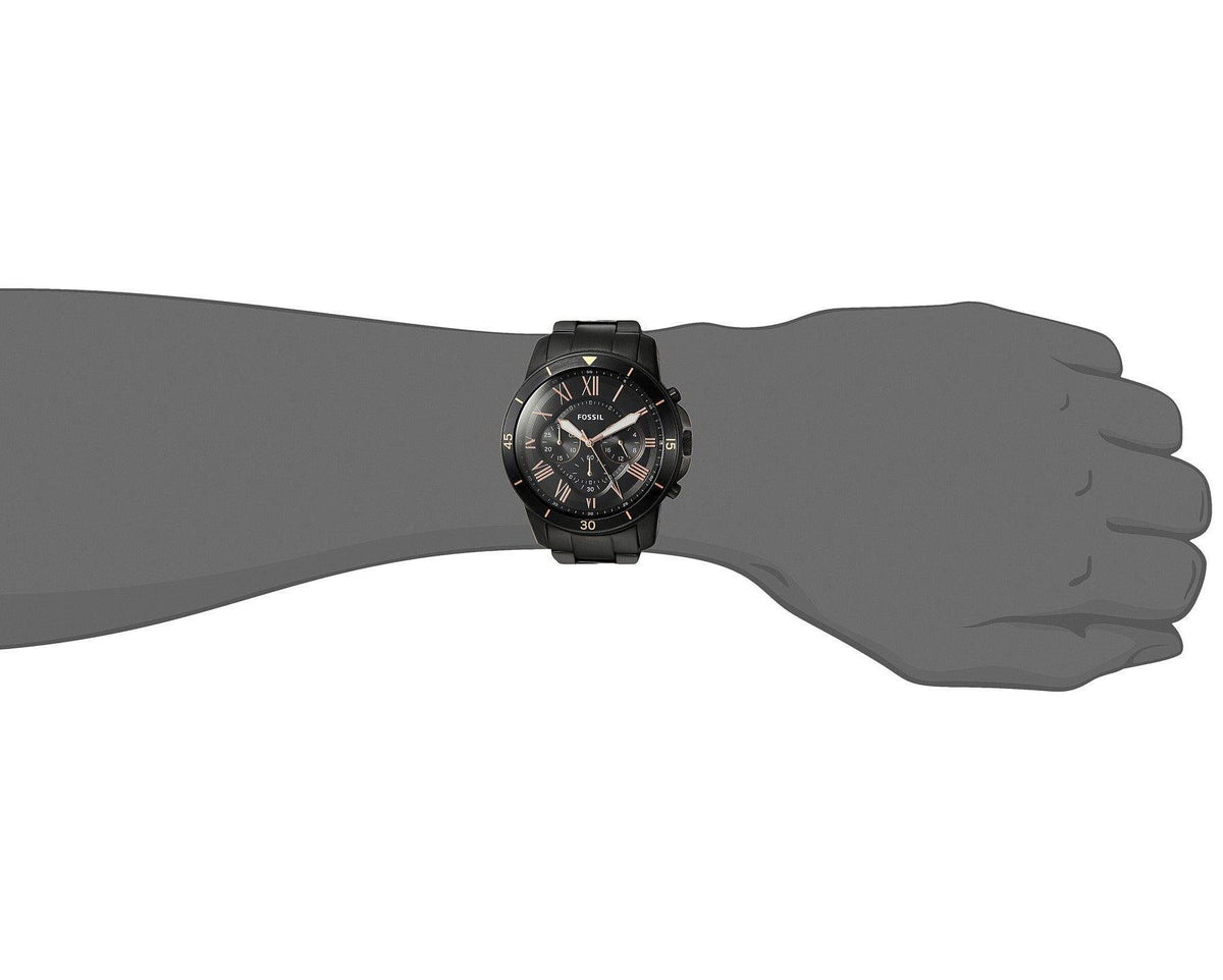  Shop Authentic Fossil Grant Sport Chronograph Black Dial Black Steel Strap Watch for Men - FS5374 - Luxxuri