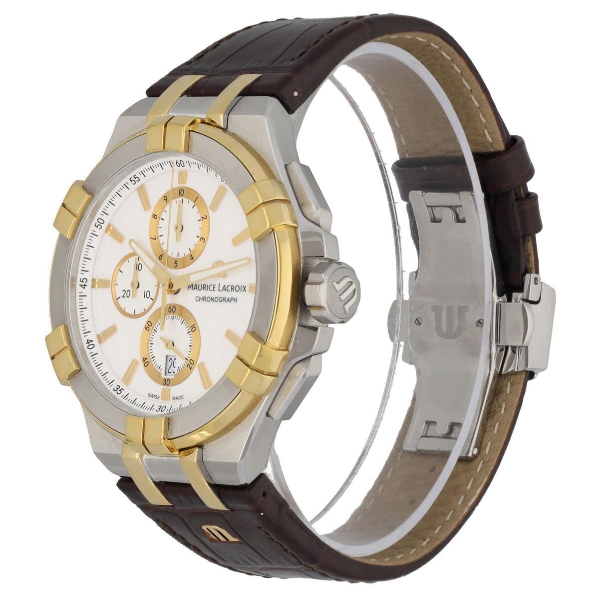  Shop Authentic Maurice Lacroix Aikon Chronograph White Dial Brown Leather Strap Watch For Men - AI1018-PVY11-132-1 - Luxxuri