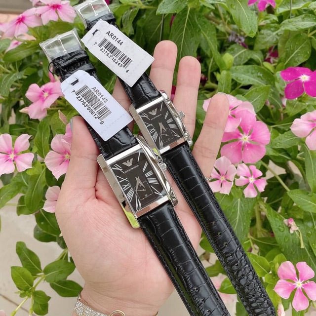  Shop Authentic Emporio Armani Classic Black Dial Black Leather Strap Watch For Women - AR0144 - Luxxuri