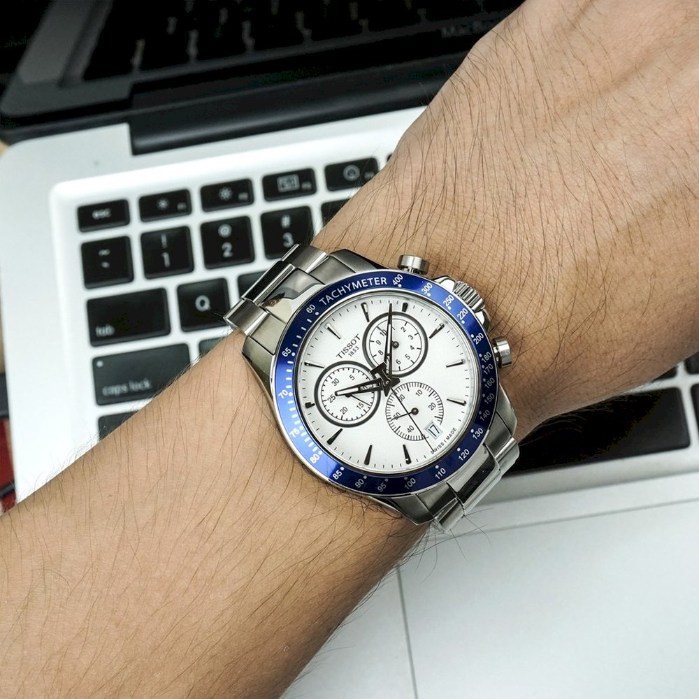  Shop Authentic Tissot V8 Quartz T Sport Chronograph White Dial Silver Steel Strap Watch For Men - T106.417.11.031.00 - Luxxuri