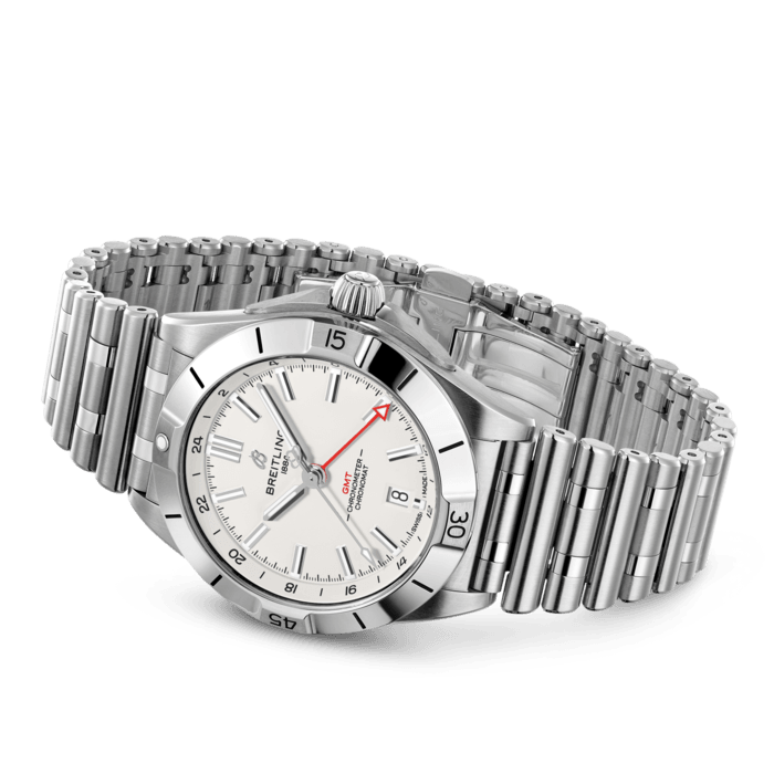  Shop Authentic Breitling Chronomat GMT 40 White Dial Silver Steel Strap Watch for Men - A32398101A1A1 - Luxxuri