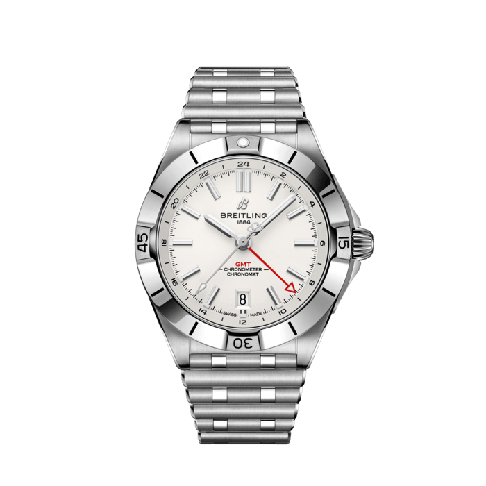  Shop Authentic Breitling Chronomat GMT 40 White Dial Silver Steel Strap Watch for Men - A32398101A1A1 - Luxxuri