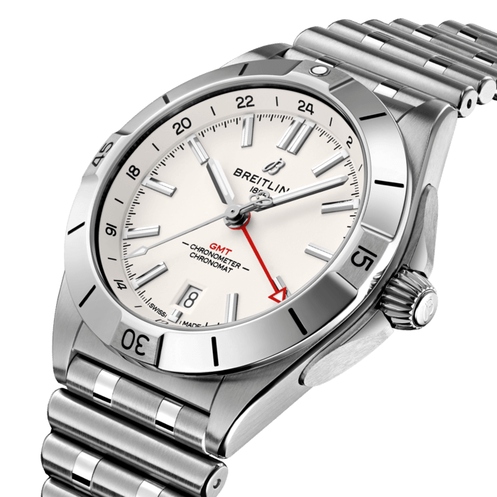  Shop Authentic Breitling Chronomat GMT 40 White Dial Silver Steel Strap Watch for Men - A32398101A1A1 - Luxxuri