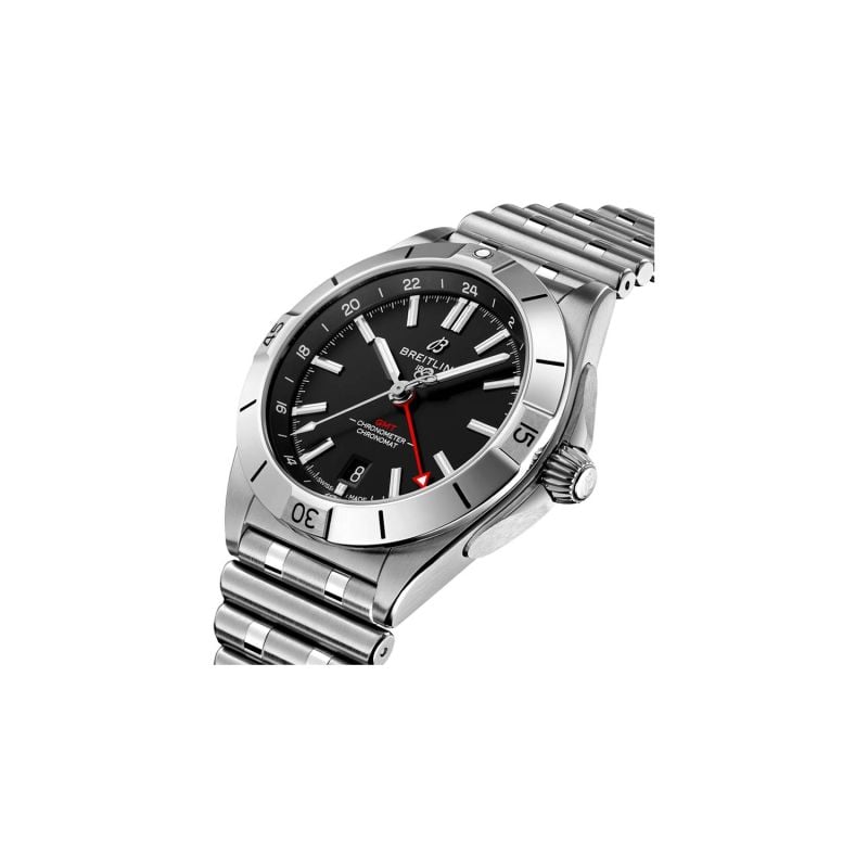  Shop Authentic Breitling Chronomat GMT 40 Automatic Black Dial Silver Steel Strap Watch for Men - A32398101B1A1 - Luxxuri