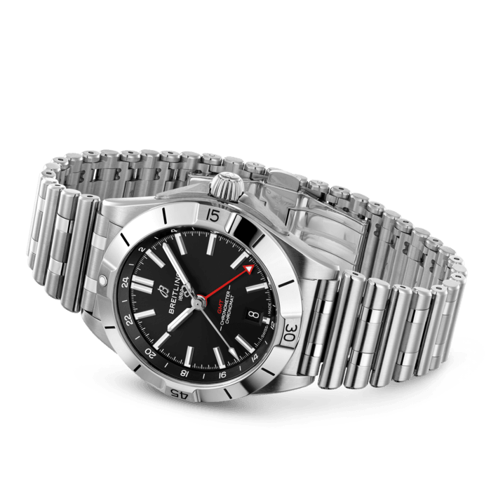  Shop Authentic Breitling Chronomat GMT 40 Automatic Black Dial Silver Steel Strap Watch for Men - A32398101B1A1 - Luxxuri