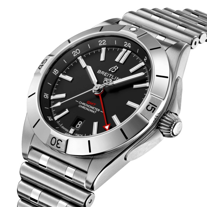  Shop Authentic Breitling Chronomat GMT 40 Automatic Black Dial Silver Steel Strap Watch for Men - A32398101B1A1 - Luxxuri