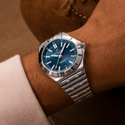  Shop Authentic Breitling Chronomat GMT 40 Blue Dial Silver Steel Strap Watch for Men - A32398101C1A1 - Luxxuri