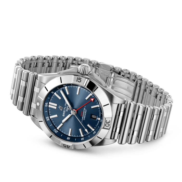  Shop Authentic Breitling Chronomat GMT 40 Blue Dial Silver Steel Strap Watch for Men - A32398101C1A1 - Luxxuri