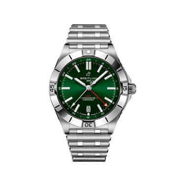  Shop Authentic Breitling Chronomat GMT 40 Green Dial Silver Steel Strap Watch for Men - A32398101L1A1 - Luxxuri