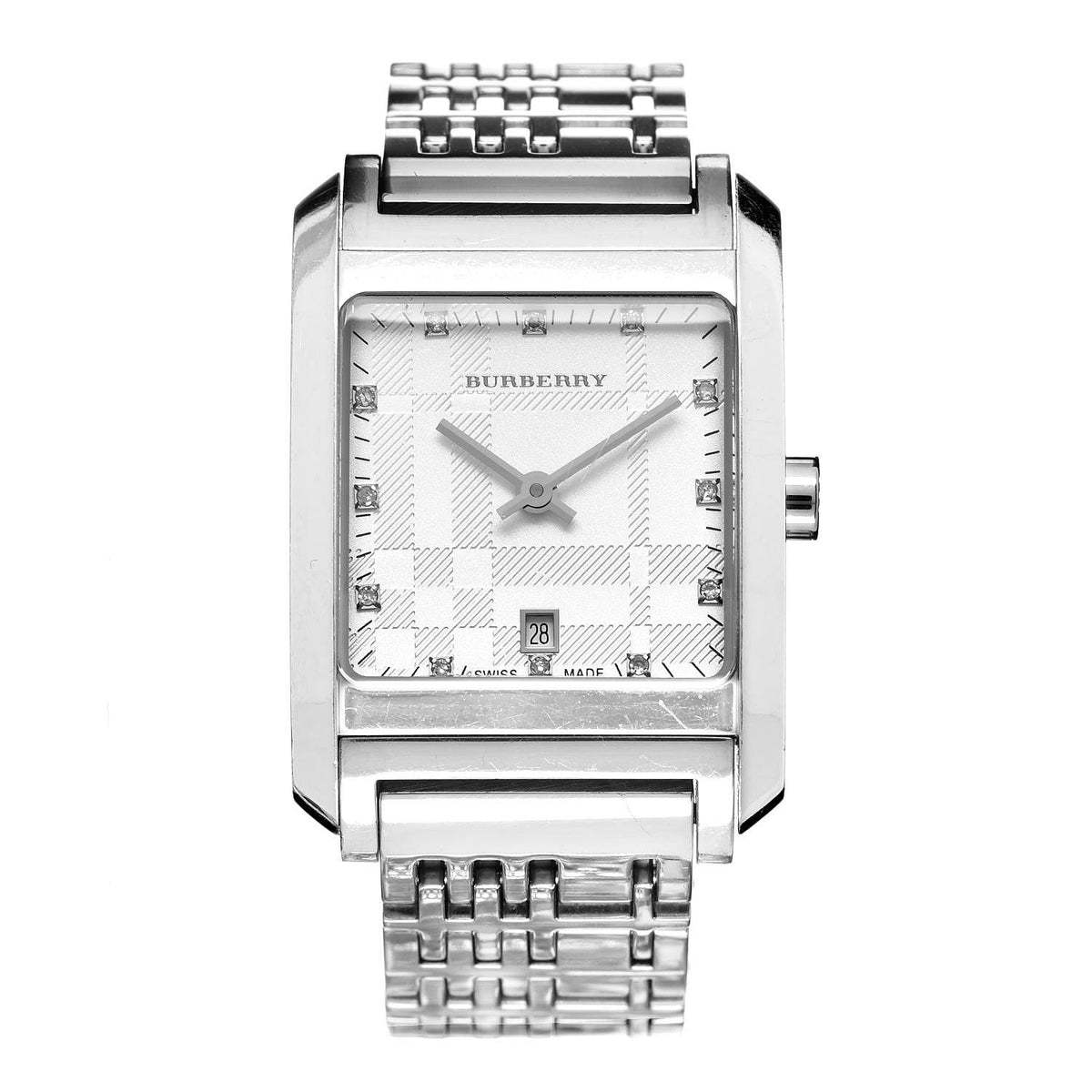  Shop Authentic Burberry Heritage Diamond White Dial Silver Stainless Steel Strap Watch for Women - BU1583 - Luxxuri