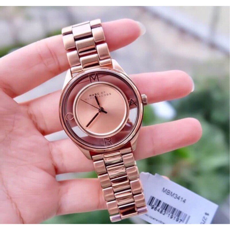  Shop Authentic Marc Jacobs Tether Transparent Rose Gold Dial Rose Gold Steel Strap Watch for Women - MBM3414 - Luxxuri