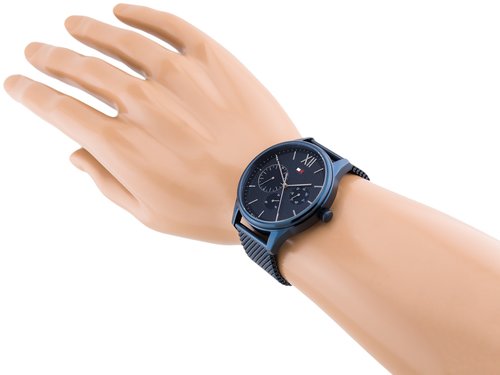  Shop Authentic Tommy Hilfiger Damon Quartz Blue Dial Blue Mesh Bracelet Watch for Men - 1791421 - Luxxuri