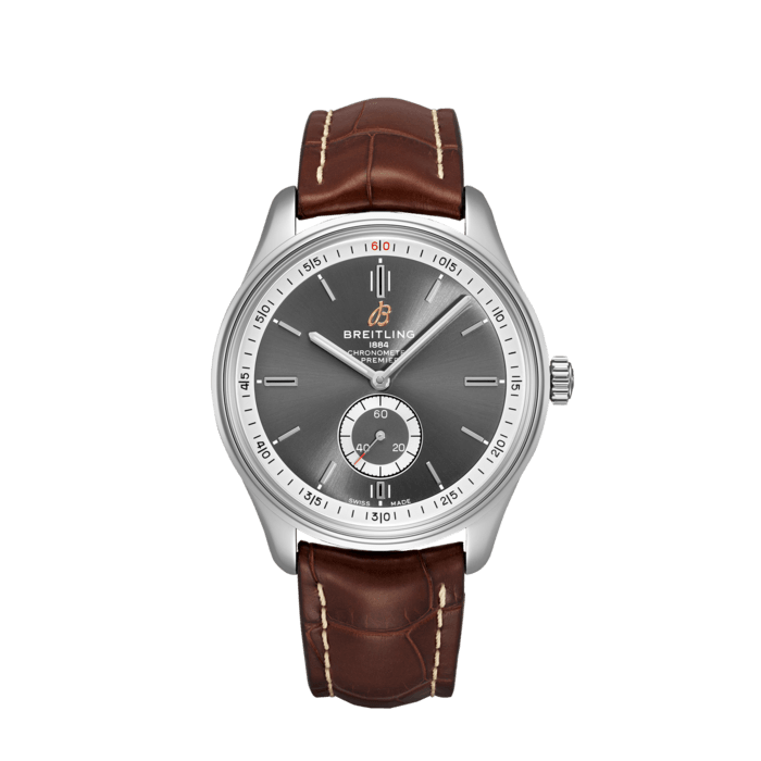  Shop Authentic Breitling Premier Automatic 40mm Grey Dial Brown Leather Strap Watch for Men - A37340351B1P2 - Luxxuri