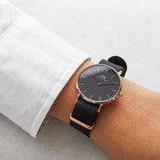  Shop Authentic Daniel Wellington Classic Cornwall Black Dial Black NATO Strap Watch For Women - DW00100150 - Luxxuri