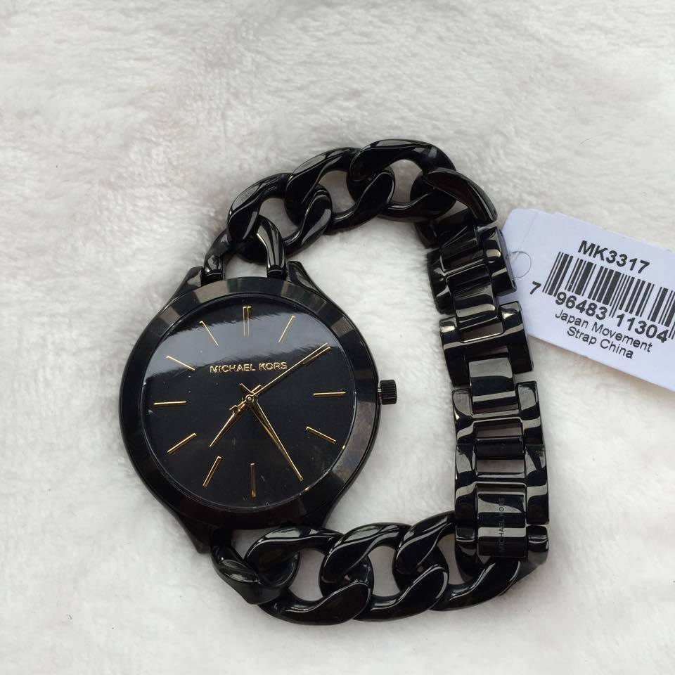 Shop Authentic Michael Kors Slim Runway Black Dial Black Steel Strap Watch for Women - MK3317 - Luxxuri