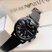  Shop Authentic Emporio Armani Luigi Chronograph Black Dial Black Leather Strap Watch For Men - AR11133 - Luxxuri