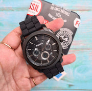  Shop Authentic Fossil Machine Chronograph Black Dial Black Silicone Strap Watch for Men - FS4487 - Luxxuri