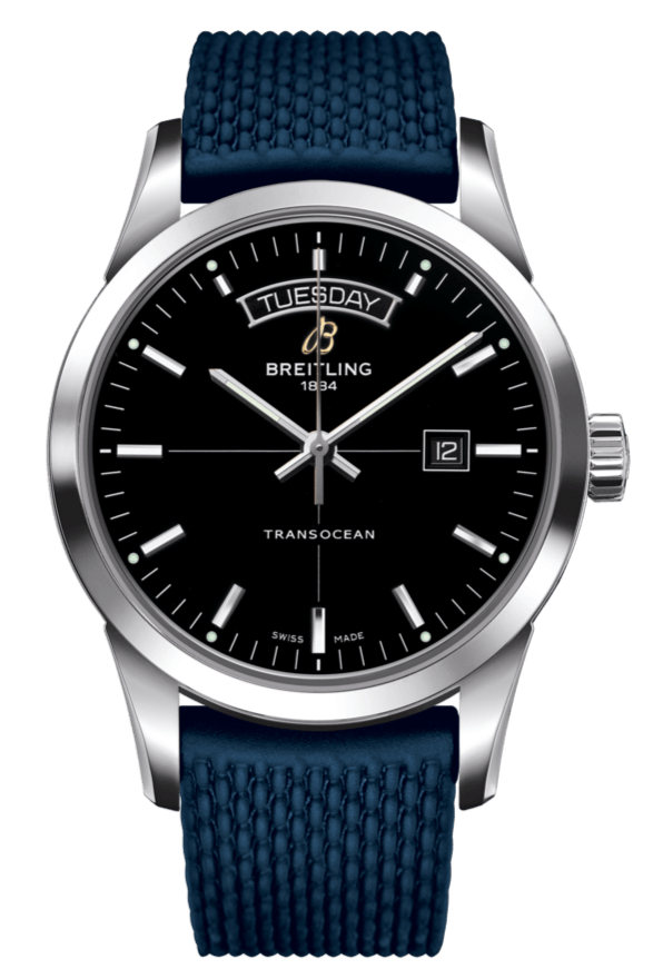  Shop Authentic Breitling Transocean Day & Date 42mm Automatic Black Dial Blue Mesh Bracelet Mens Watch - A4531012/BB69/280S/ A20S.1 - Luxxuri