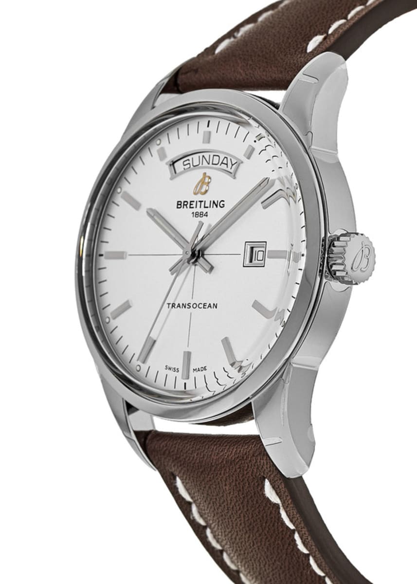  Shop Authentic Breitling Transocean Day & Date 43mm Brown Leather Strap Mens Watch - A4531012|G751|437X|A20B A.1 - Luxxuri