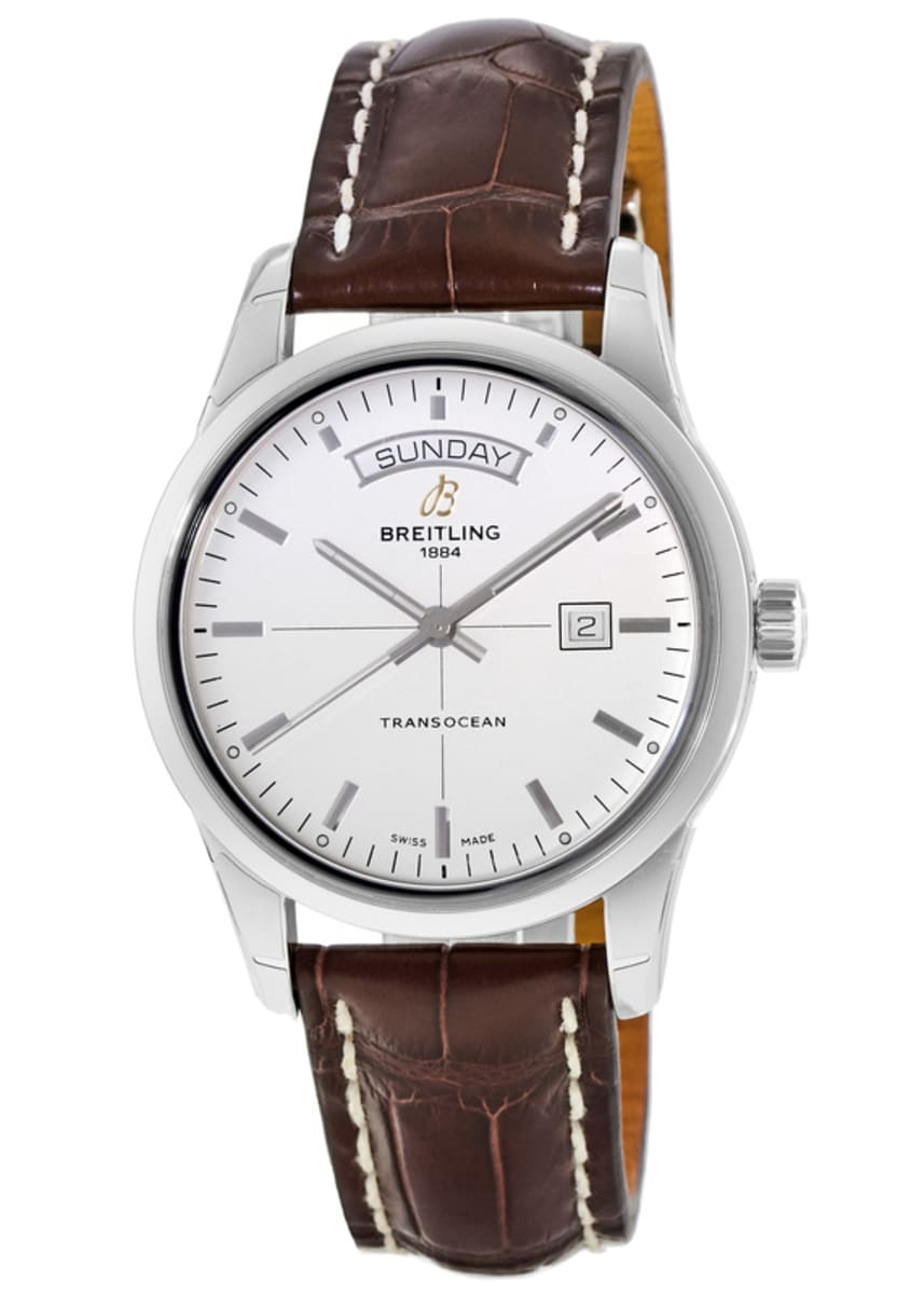  Shop Authentic Breitling Transocean Day & Date 43mm Brown Leather Strap Mens Watch - A4531012|G751|437X|A20B A.1 - Luxxuri