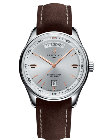  Shop Authentic Breitling Premier Automatic Chronometer 40mm Silver Dial Mens Watch - A45340211G1X3 - Luxxuri