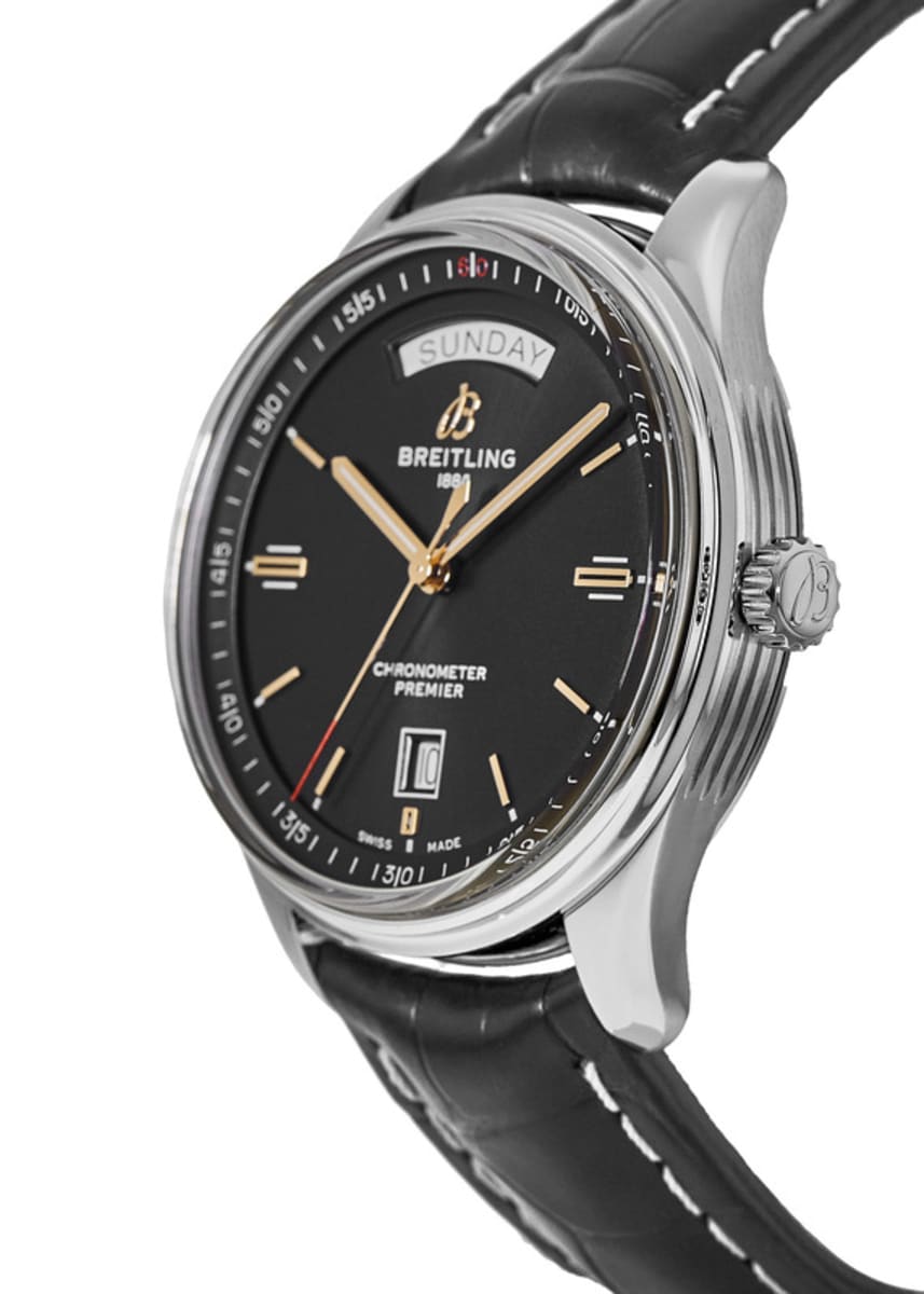  Shop Authentic Breitling Premier Automatic 40mm Day & Date Black Dial Black Leather Strap Mens Watch - A45340241B1P2 - Luxxuri