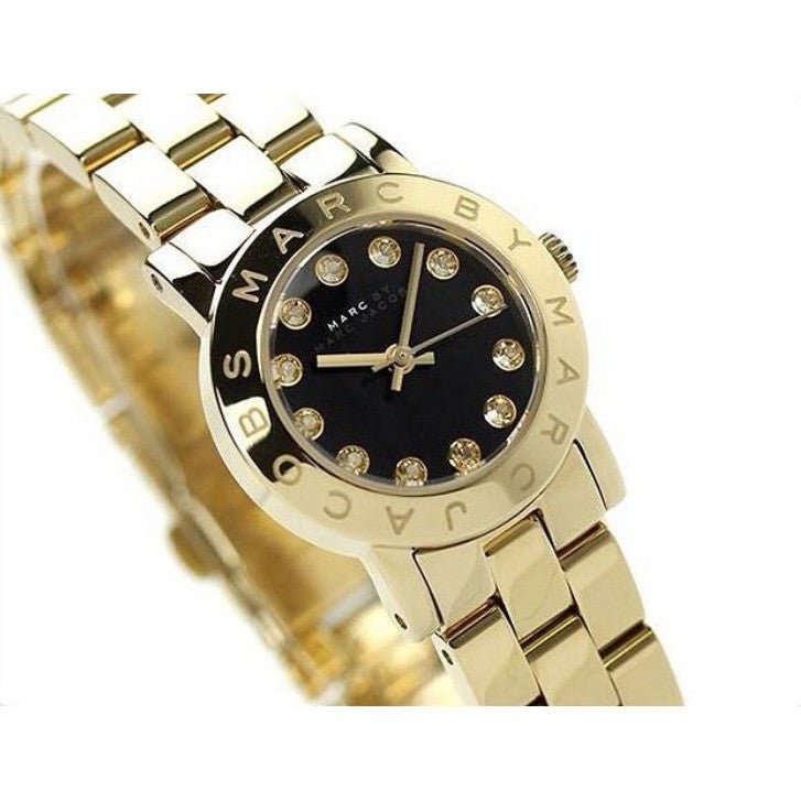  Shop Authentic Marc Jacobs Amy Black Dial Gold Steel Strap Watch for Women - MBM3336 - Luxxuri