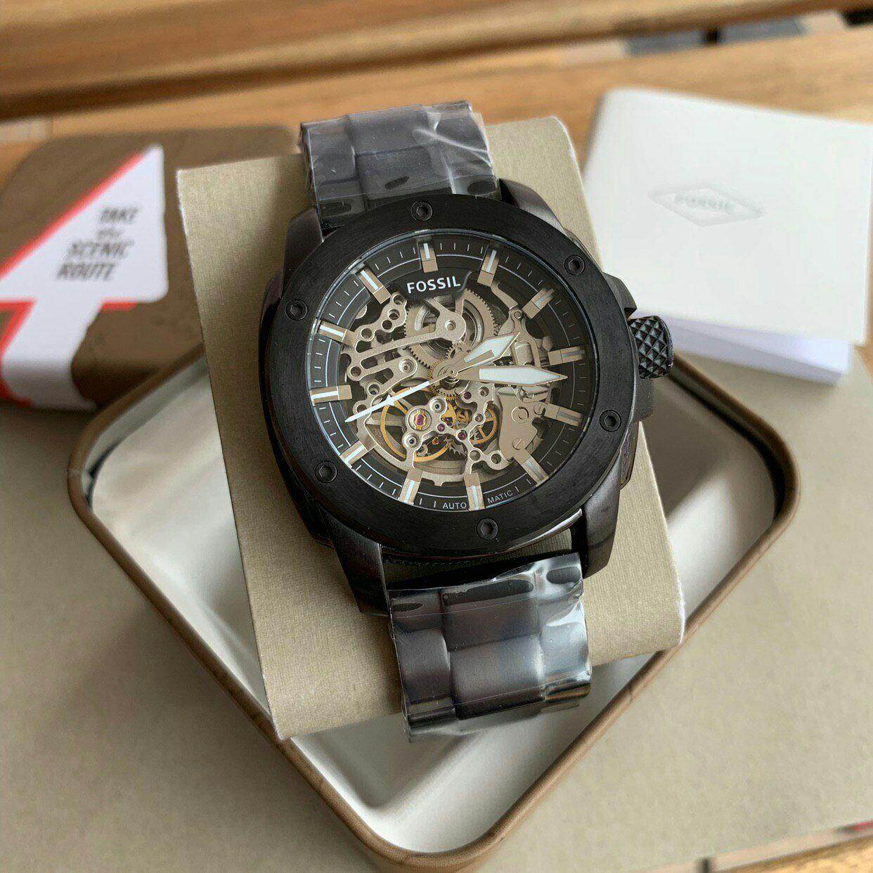  Shop Authentic Fossil Modern Machine Automatic Silver Dial Black Steel Strap Watch for Men - ME3080 - Luxxuri