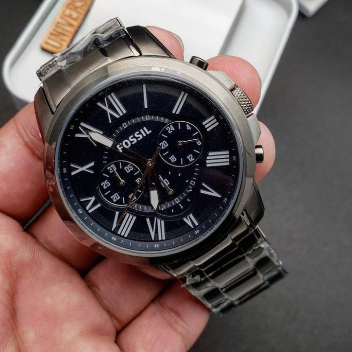  Shop Authentic Fossil Grant Chronograph Blue Dial Grey Steel Strap Watch for Men - FS4831 - Luxxuri