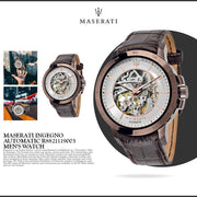 Shop Authentic Maserati Ingegno Automatic White Skeleton Dial Brown Leather Strap Watch For Men - R8821119003 - Luxxuri