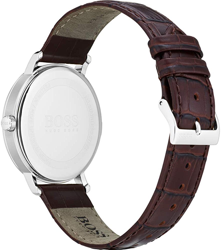  Shop Authentic Hugo Boss Corporal Blue Dial Brown Leather Strap Watch for Men - 151363 - Luxxuri
