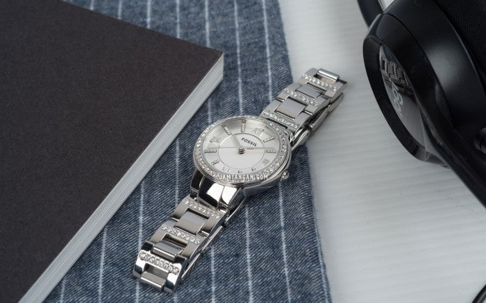  Shop Authentic Fossil Virginia Silver Dial Silver Steel Strap Watch for Women - ES3282 - Luxxuri