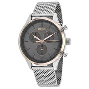  Shop Authentic Hugo Boss Companion Chronograph Grey Dial Silver Mesh Bracelet Watch For Men - 1513549 - Luxxuri