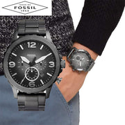  Shop Authentic Fossil Nate Chronograph Gunmetal Dial Grey Steel Strap Watch for Men - JR1437 - Luxxuri