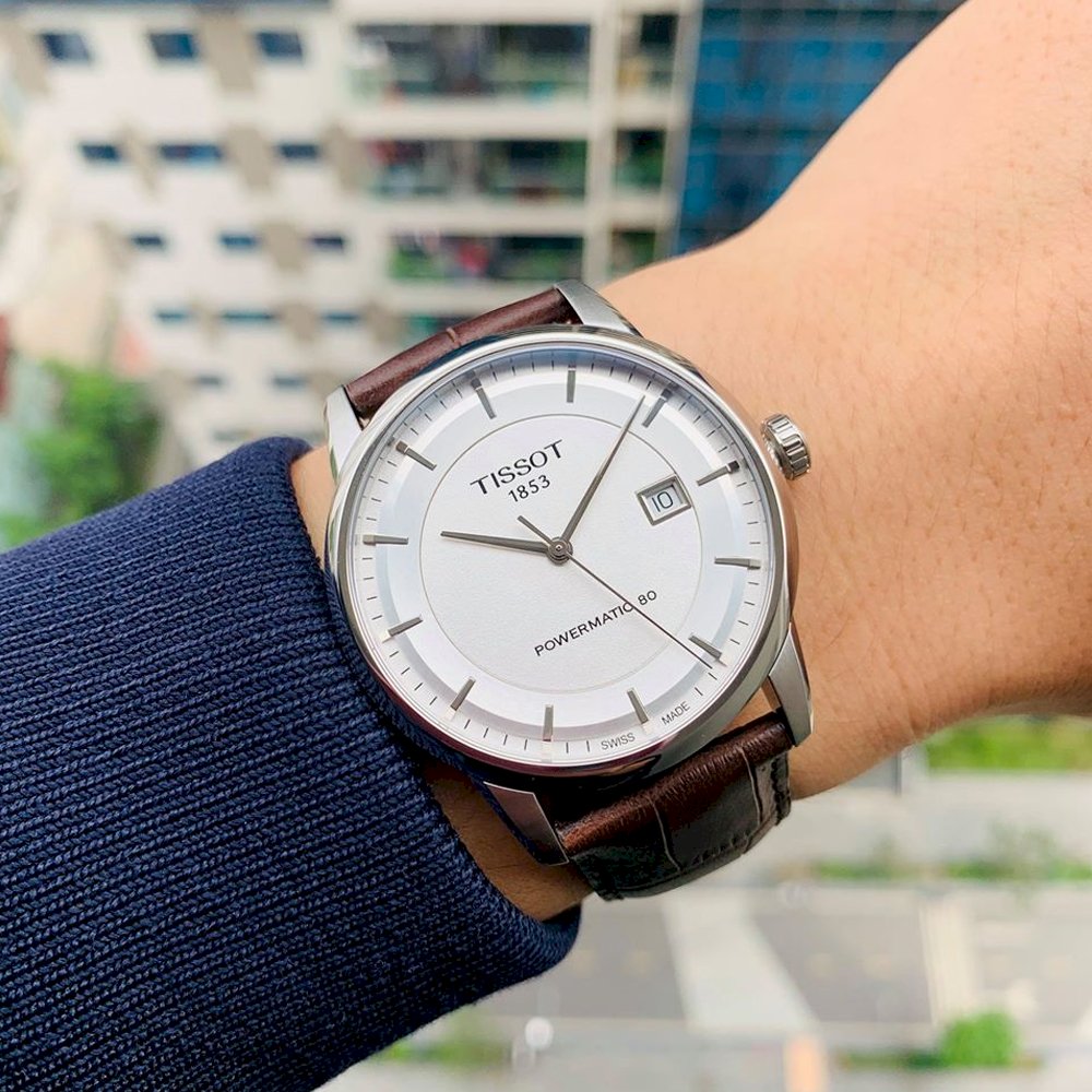  Shop Authentic Tissot Luxury Powermatic 80 Silver Dial Brown Leather Strap Watch For Men - T086.407.16.031.00 - Luxxuri