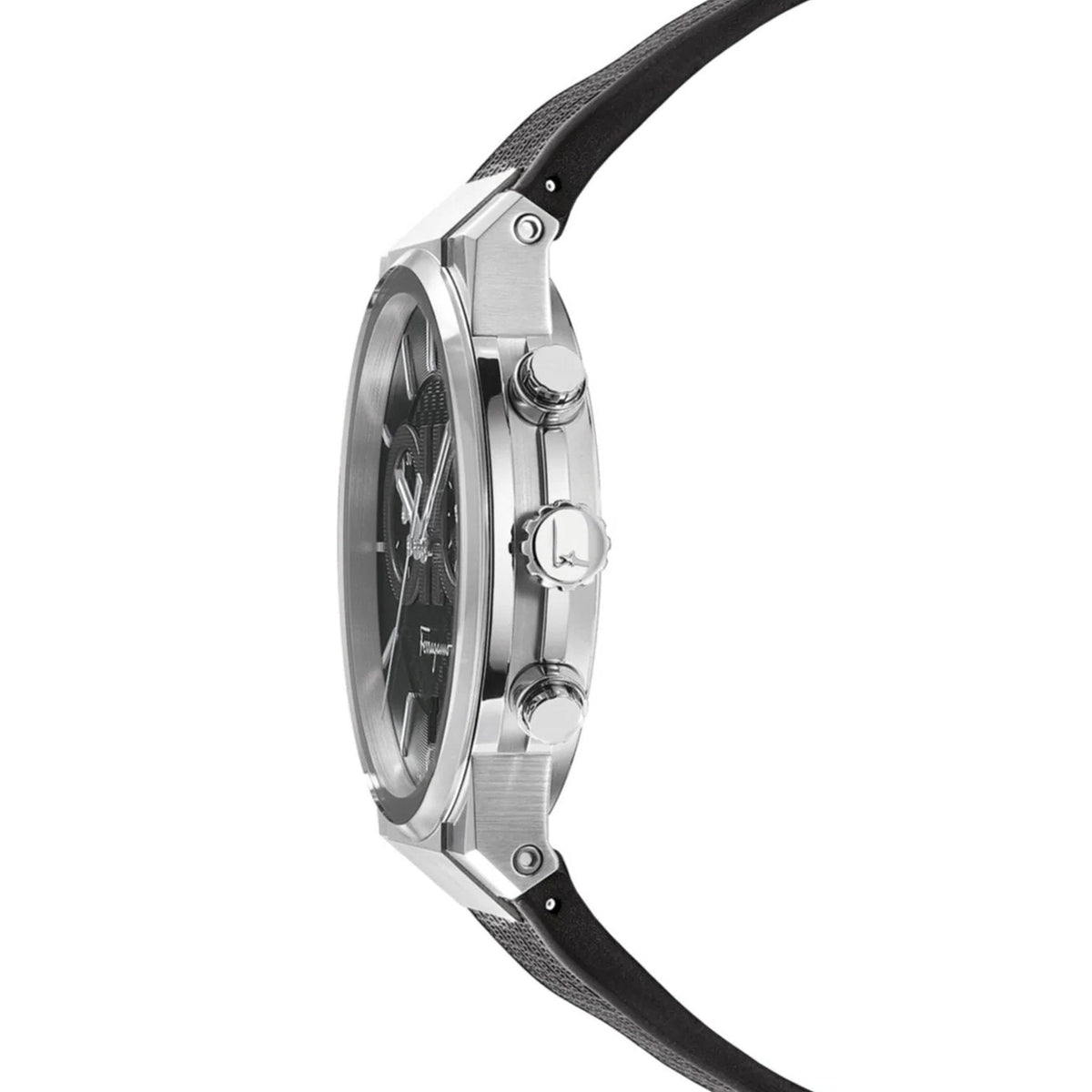  Shop Authentic Salvatore Ferragamo Sapphire Chrono Black Dial Black Silicone Strap Watch for Men - SFME00121 - Luxxuri