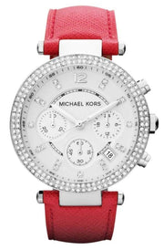  Shop Authentic Michael Kors Parker Silver Dial Red Leather Strap Watch for Women - MK2278 - Luxxuri