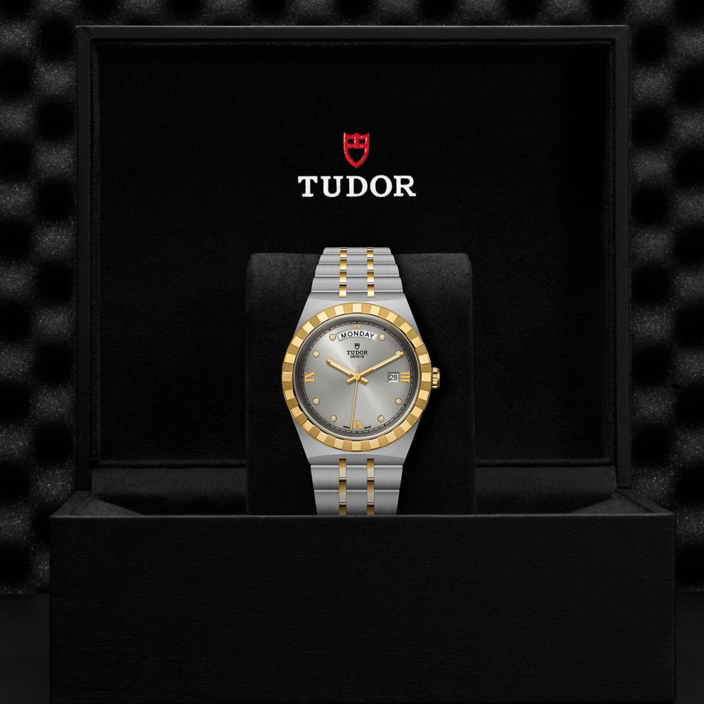  Shop Authentic Tudor Royal Diamonds Automatic Grey Dial Two Tone Steel Strap Watch for Men - M28603-0002 - Luxxuri